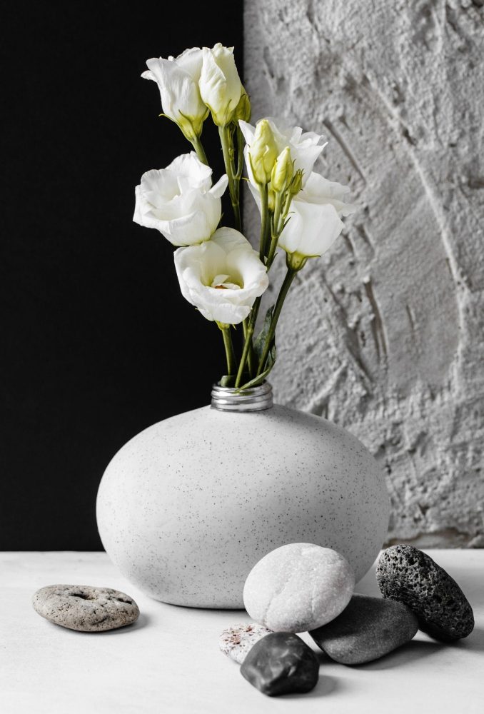 spring-flowers-with-bunch-rocks-arrangement